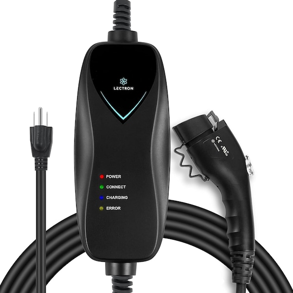 Lectron Level 1 EV Charger - ETL Certified, 110V, 15 Amp, 16 ft Extension Cord, J1772 Cable LECHG5-15-15ABLKUS - main